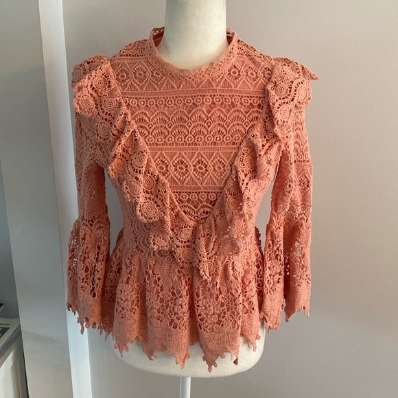 Champagne and strawberry lace top size small - Picture 3 of 14